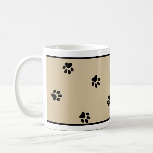 Mug Cute Chien Empreinte de patte Typographie Funny Ch (Gauche)
