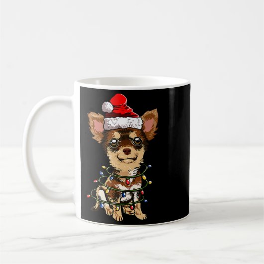 Mug Cute Chihuahua Santa Christmas Tree Lights Xmas Do (Gauche)
