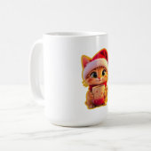 Mug **Cute Christmas Cat with Santa Hat – Funny Holida (Devant gauche)