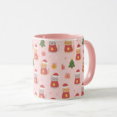 Mug Cute Christmas Cats Pattern – Pink Holiday Design (Devant droit)