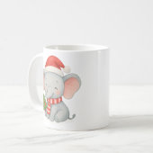 Mug Cute Christmas Elephant with Santa Hat (Devant gauche)
