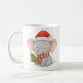 Mug Cute Christmas Elephant with Santa Hat (Gauche)
