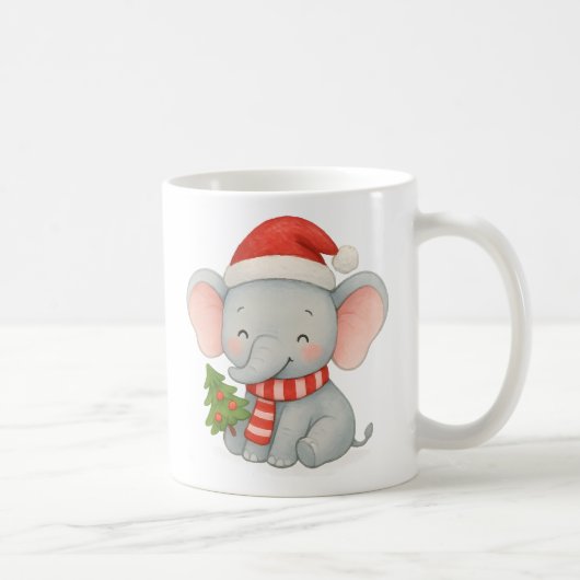 Mug Cute Christmas Elephant with Santa Hat (Droite)