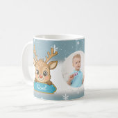 Mug Cute Christmas Holiday Reindeer Blue Boy Kids (Devant gauche)