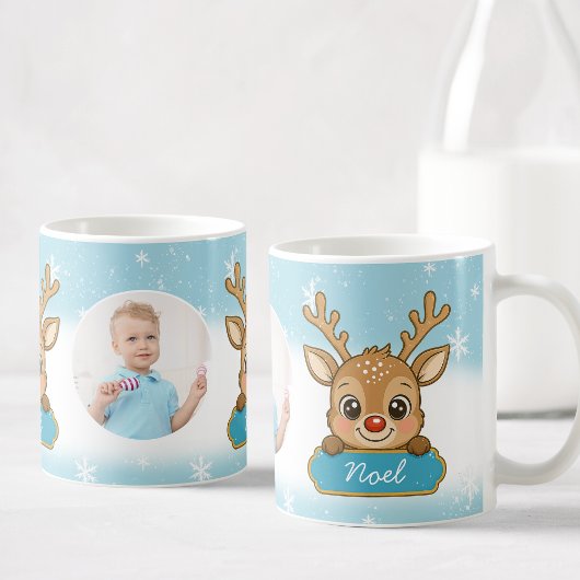Mug Cute Christmas Holiday Reindeer Blue Boy Kids