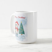Mug Cute Christmas Penguin Decorating Tree with Lights (Devant gauche)