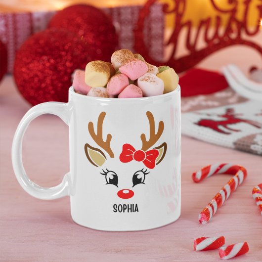 Mug Cute Christmas reindeer face for her