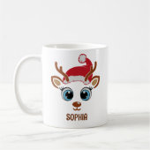 Mug Cute Christmas reindeer face for her (Gauche)