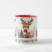 Mug Cute Christmas Reindeer Scene Snowy Forest (Centre)