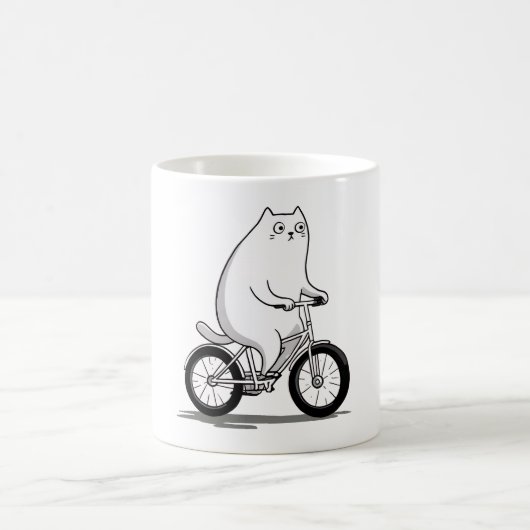 Mug Cute Chubby Chat Monter un dessin à vélo (Centre)