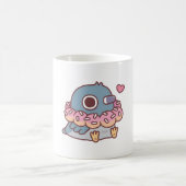 Mug Cute Chubby Pigeon Avec Collier De Donut Drôle (Centre)