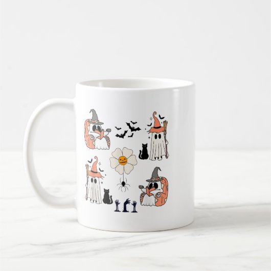 Mug Cute Citrouille Fantôme Boo Chat chauves-souris Mo (Gauche)