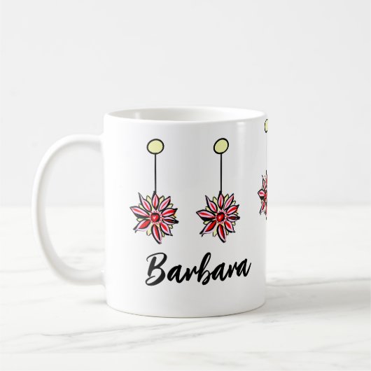 Mug Cute Classique Fleur Motif Texte Personnalisé Café (Gauche)