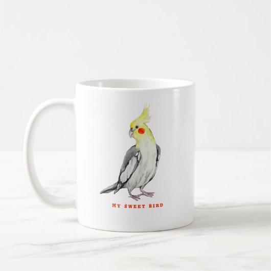 Mug Cute Cockatiel Aquarelle Parrot. (Gauche)