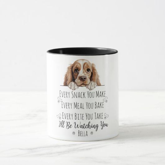 Mug Cute Cocker Spaniel Chien drôle Personnalisé (Centre)