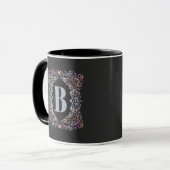 Mug Cute Coeurs modernes et Lettre encadrée Florale B (Devant gauche)