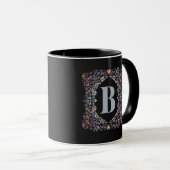 Mug Cute Coeurs modernes et Lettre encadrée Florale B (Devant droit)