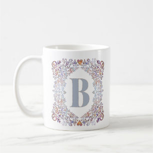 Mug Cute Coeurs modernes et Lettre encadrée Florale B