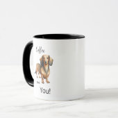 Mug Cute Coffee And Dachshund Brown Personalize (Devant gauche)