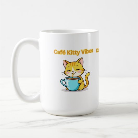 Mug **Cute Coffee Cat – Adorable Cat Drinking Coffee I (Gauche)