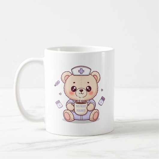 Mug Cute Coffee-Loving Nurse Teddy Bear  (Gauche)