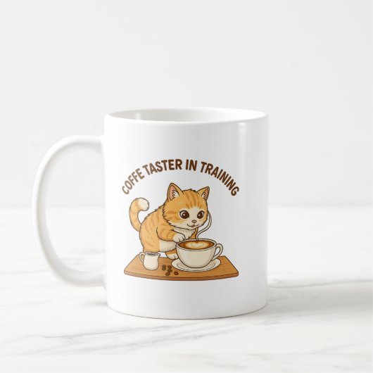 Mug Cute Coffee Mug: "Coffee Taster in Training" Cat  (Gauche)