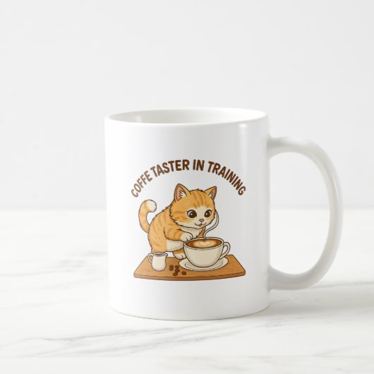 Mug Cute Coffee Mug: "Coffee Taster in Training" Cat (Droite)