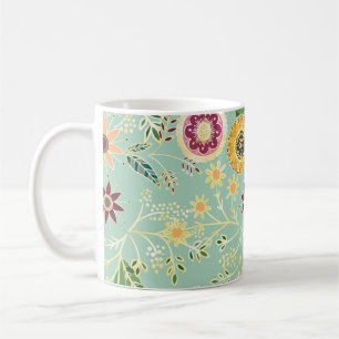 Mug Cute Colorful Folk Floral Original Golden