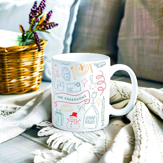 Mug Cute Colorful Whimsical Christmas Doodle
