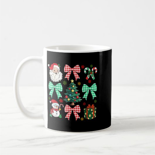 Mug Cute Coquette Bow Christmas Tree Santa Gingerbread (Gauche)