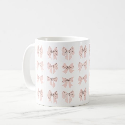 Mug Cute Coquette Bow Pattern Blush Pink (Devant gauche)
