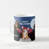 Mug Cute Corgi Halloween Maison Hantée Personnalisée (Devant gauche)
