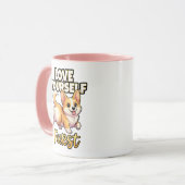 Mug Cute Corgi Self Love Shirt – Love Yourself Furst (Devant gauche)