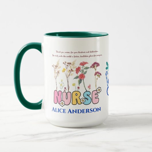 Mug Cute couleur infirmière cadeau de Noël Nom personn (Gauche)
