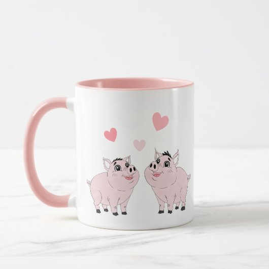 Mug Cute couple of pink piggy (Gauche)