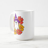 Mug Cute couronne de fleurs de fantôme d'Halloween (Devant gauche)