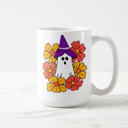 Mug Cute couronne de fleurs de fantôme d'Halloween (Droite)