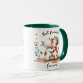 Mug Cute Cow Meilleurs amis Hug Floral Art (Devant droit)