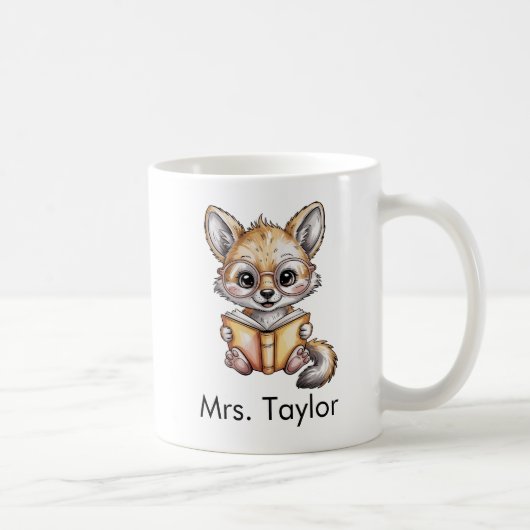 Mug Cute Coyote Reading Book Custom (Droite)