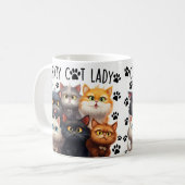 Mug Cute Crazy Chat Dame, Amoureux de les chats, J'aim (Devant gauche)
