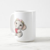 Mug Cute Crochet Elephant Holding Heart Amigurumi Art (Devant gauche)