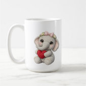 Mug Cute Crochet Elephant Holding Heart Amigurumi Art (Gauche)