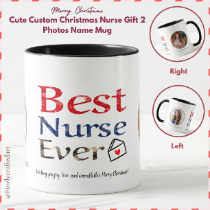 Mug Cute Custom Christmas Nurse Gift 2 Photos Nom