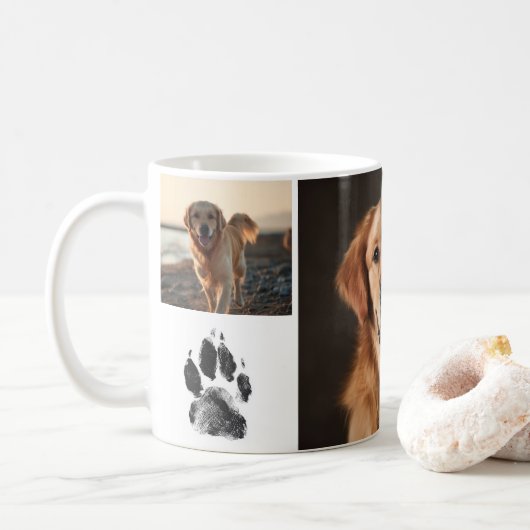 Mug Cute Custom Dog Photos Collage Paw Print (Avec donut)