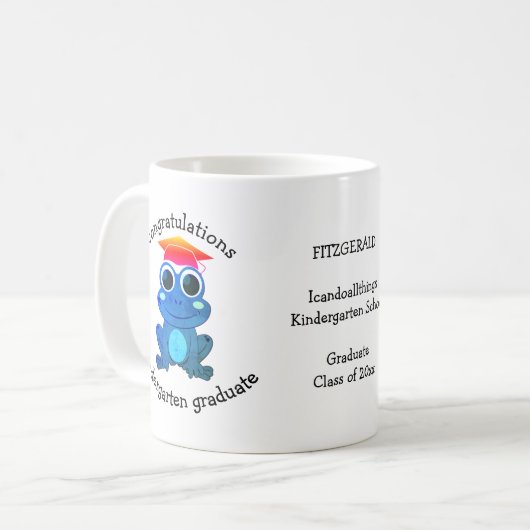 Mug Cute Custom Frog Kindergarten Graduation (Devant gauche)