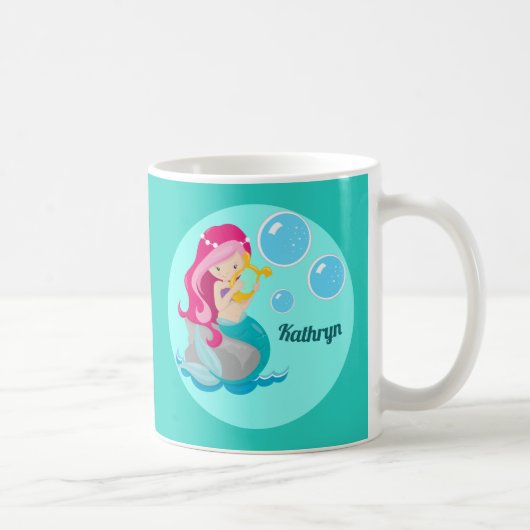 Mug Cute Custom Mermaid Girl Turquoise (Droite)