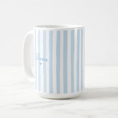 Mug Cute Custom Name Light Blue Stripes Girly (Devant gauche)