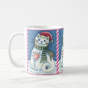 MUG CUTE CUTE CHATTE DE NEIGE, FLAKES DE NEIGE CHAT ET