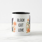 Mug Cute Cute Kitten noir avec fleurs (Centre)