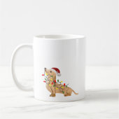 Mug Cute Dachshund Chien Feux de Noël & Casquette (Gauche)
